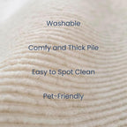 Revival Rugs Stripe 5'3"x8' Washable Area Rug for Living Room Bedroom - 100% Recycled Oeko-TEX Certified, Medium Pile, Beige, Cream