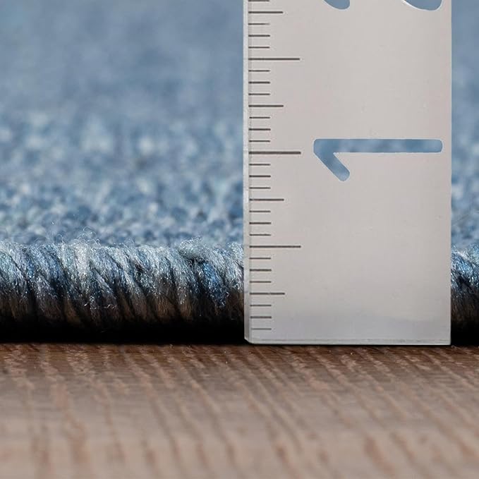 LUXE WEAVERS Modern Farmhouse Blue 8x10 Washable Area Rug, Anti-Slip Diamond Pattern Carpet