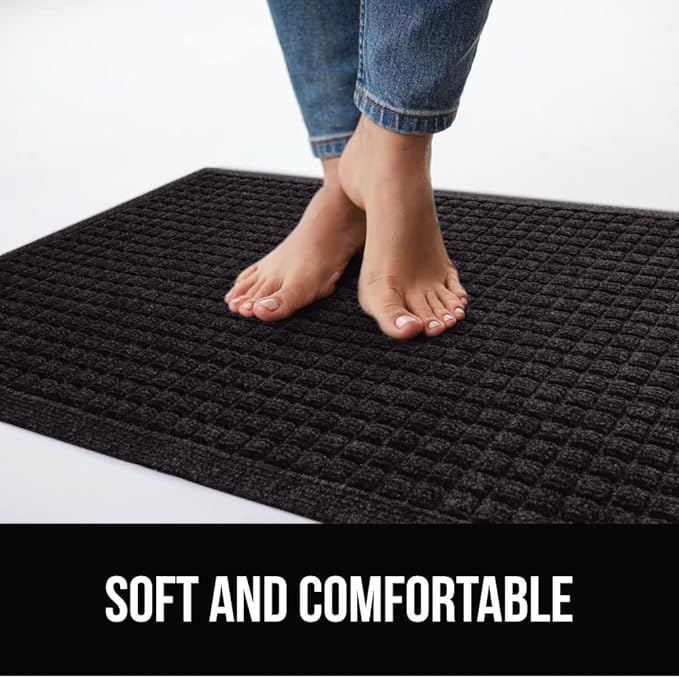 GORILLA GRIP Front Door Mat, Indoor Outdoor Ultra Absorbent HydroAbsorb Doormat, Absorbs Up to 1.7 Cups of Water, Stain and Fade Resistant, Rubber Backing Doormats, Captures Dirt, 2 Pack, 29x17 Black