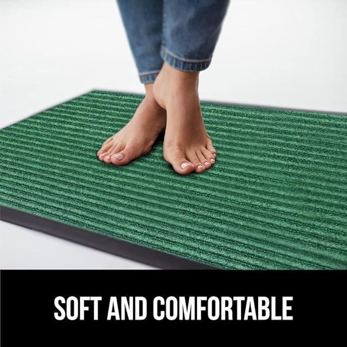 GORILLA GRIP Waterproof Traffic Guard Door Mat, 2 Pack Heavy Duty Entryway Mats, Strong Rubber Back Commercial Utility Rugs for Office Hallway, Garage Floor and Home, Low Profile Carpet, 29x17, Green
