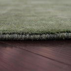 Hand Knotted Loom Wool ECO-Friendly Area Rugs - 6'x6', Octagon, Green Color, Solid Plain Design, High Pile Thick Handmade Anti Skid Area Rugs for Living Room, Bed Room (L00111)