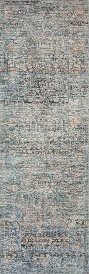 Loloi Amber Lewis Billie Collection, Denim & Blush 2'-6" x 7'-6" Area Rug – Antique & Distressed Accent Rugs for Living Room, Bedroom, Entryway & Hallway, No Shed High Traffic Area Home Decor Rug