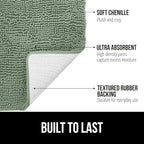 GORILLA GRIP Bath Rug Mat 48x24, Soft Absorbent Chenille, Quick Dry Microfiber Mats, Rubber Backing Washable Shower Floor Rugs, Bathmat Runner, US Designed Bathroom Home Decor Accessories Sage Green
