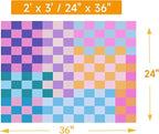 Multicolored Checkered Rug 2x3 Small Modern Aesthetics Washable Non-Slip Checkerboard Rug Indoor Entrance Carpet for Entrance Bedroom Kitchen Bathroom