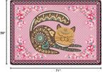 Cartoon Animal Pattern Area Rug Cute Cat Luxury Floral Decor for Carpet Farmhouse Bedroom Living Room Rugs Bathroom Kitchen Runner Mat Indoor Outdoor Non Slip Doormat 5' X 6'
