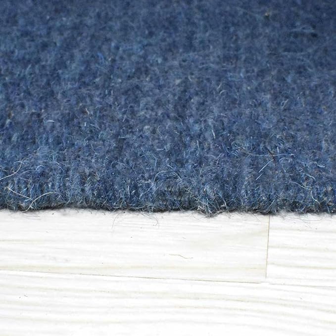 Rugsotic Carpets Hand Woven Flat Weave Kilim Wool ECO-Friendly Area Rugs - 3'x5', Rectangle Shape, Blue Color, Solid Plain Design, Low Pile Handmade Area Rugs for Living Room, Bed Room (D00111)