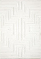 Abani Neutral Cream Area Rug 4' x 6' for Living Room, Bedroom - Tone-on-Tone Geometric Design - Durable & Easy to Clean