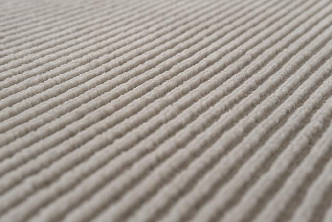 Revival Rugs Stripe 6'7"x9' Washable Area Rug for Living Room Bedroom - 100% Recycled Oeko-TEX Certified, Medium Pile, Taupe
