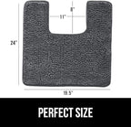 GORILLA GRIP Plush Absorbent Shaggy Chenille Bath Rug Mat for Square Toilet Base with Rubber Backing, Machine Washable Rugs, Soft Microfiber Contour Mats for Toilets, Bathroom Decor, Charcoal
