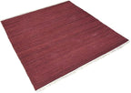 Rugsotic Carpets Hand Woven Flat Weave Kilim Wool ECO-Friendly Area Rugs - 10'x10', Square Shape, Dark Red Color, Solid Plain Design, Low Pile Handmade Rugs for Living Room, Bed Room (D00111)