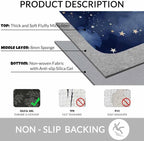 Stars and Clouds Bath Mats for Bathroom Dark Blue Watercolor Night Sky Galaxy Universe Space Floor Bath Rugs Machine Washable Bathmat Carpet Rug Room Decor for Shower Floor 16 X 24 inch Mat