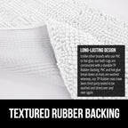GORILLA GRIP Bath Rug Mat 60x17, Thick Soft Absorbent Chenille, Quick Dry Microfiber Mats, Rubber Backing Washable Shower Floor Rugs, Bathmat Runner, US Designed Bathroom Home Decor Accessories White