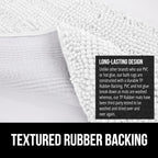 GORILLA GRIP Bath Rug Mat 48x24, Thick Soft Absorbent Chenille, Quick Dry Microfiber Mats, Rubber Backing Washable Shower Floor Rugs, Bathmat Runner, US Designed Bathroom Home Decor Accessories White