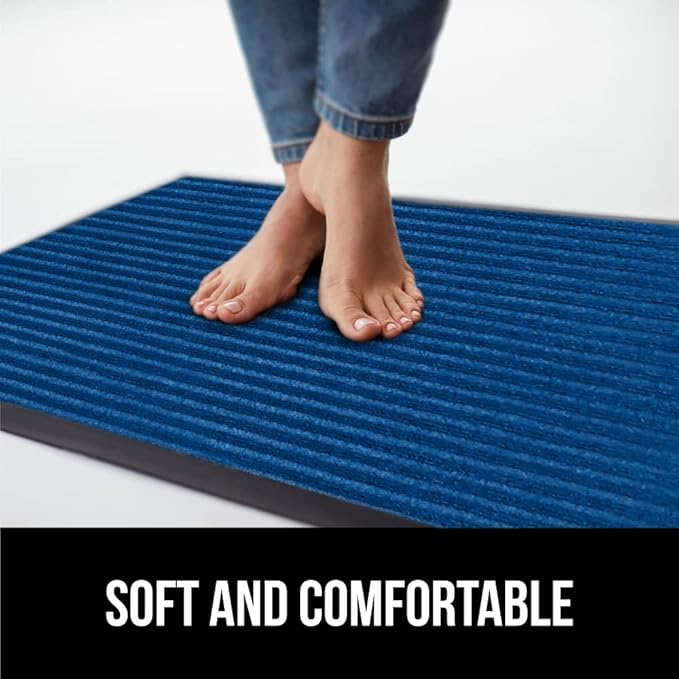 GORILLA GRIP Waterproof Traffic Guard Door Mat, Heavy Duty Entryway Mats, Strong Rubber Back Commercial Utility Rugs for Office Hallway, Garage Floor and Home, Low Profile Carpet Runner, 29x17, Blue