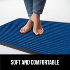 GORILLA GRIP Waterproof Traffic Guard Door Mat, 47x35, Heavy Duty Entryway Mats, Strong Rubber Back Commercial Utility Rugs for Office Hallway, Garage Floor and Home, Low Profile Carpet Runner, Blue