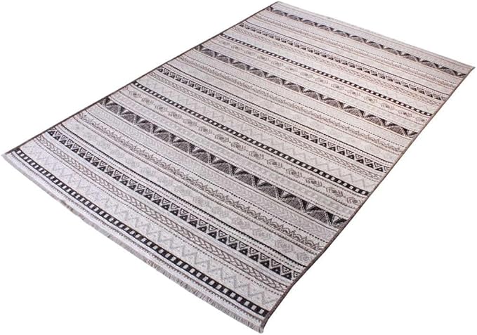 Alfa Rich 7x10 White Black Gray Washable Area Rugs for Living Room Bedroom Kitchen Cotton Decor Rug