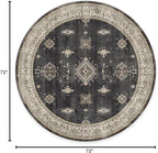 RUGGABLE Washable Vintage Area Rug – Verena Dark Wood 6 ft Round, Stain-Resistant, Non-Slip – Medium Machine Washable Rugs for Living Room, Bedroom, Hallway, Entryway & Office–with Standard Pad