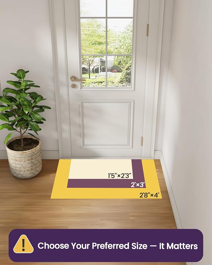 DEXI Ultra Thin Entryway Door Mat 17x30, Non Slip Rubber Backing Inside Entry Mat, Low Profile Easy Clean Dirt Trapper Doormat for Inside Entrance Patio, Grey