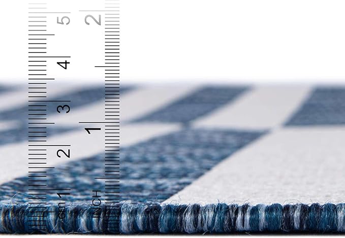 Unique Loom Outdoor Striped Collection Area Rug - Striped (7' 10" x 10' Rectangle Blue/Ivory)