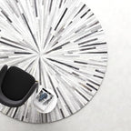 Faux Cowhide Round Area Rug | Non-Slip Leather Floor Carpet for Living Room, Bedroom, and Home Décor | Modern Stylish Accent Rug(Grey_9x9)