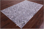 Modern Design Premium Cowhide Leather Carpet with Chevron Pattern, Area Rug (Natural Multi Grey, 2x3)