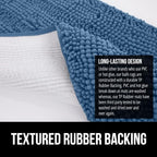 GORILLA GRIP Bath Rug Mat 44x26, Thick Soft Absorbent Chenille, Quick Dry Microfiber Mats, Rubber Backing Washable Shower Floor Rugs, Bathmat Runner, US Designed Bathroom Home Decor Accessories Blue