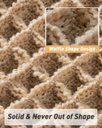AMOAMI Upgraded Waffle Bath Mat, Super Absorbent Non Slip Bath Mats for Bathroom Floor, Machine Washable Bathroom Rugs with Tassels, Rubber Backed Bathroom Mats, Ultra Soft, 20" x 32", Brown