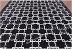 Modern Design Premium Cowhide Leather Carpet with Chevron Pattern, Area Rug (Black/Grey/White, 3x12)