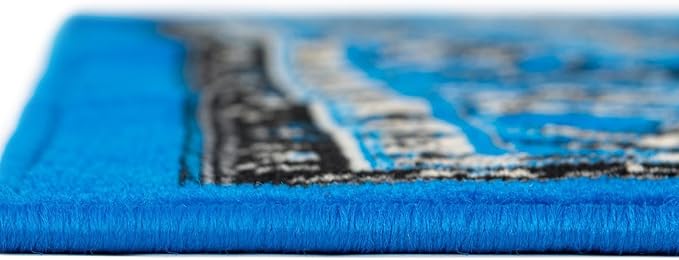 Unique Loom Sialk Hill Collection Area Rug - Washington (9' 10" x 13' 1" Rectangle Dark Blue/Black)