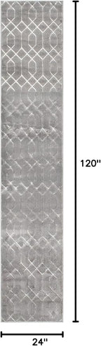 Unique Loom Marilyn Monroe Glam Collection Area Rug - Trellis (2' x 10' Runner, Gray Silver/ Silver)