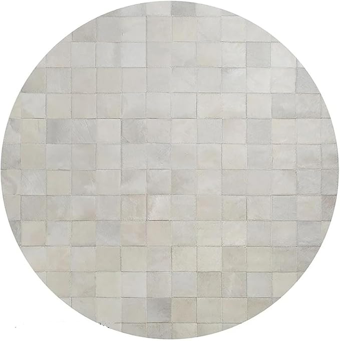 Round Area Rug – Soft Modern Carpet for Living Room, Bedroom, Entryway – Non-Slip Durable Floor Mat for Home Décor (White_5X5)