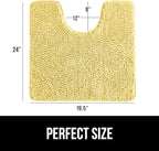 GORILLA GRIP Plush Absorbent Shaggy Chenille Bath Rug Mat for Oval Toilet Base with Rubber Backing, Machine Washable Rugs, Soft Microfiber Contour Mats for Toilets, Bathroom Decor, Yellow