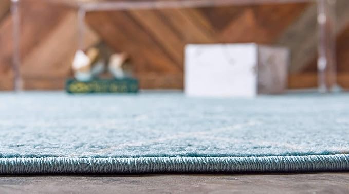 Unique Loom Trellis Frieze Collection Area Rug - Geometric (5' 1" Round Light Blue/Ivory)