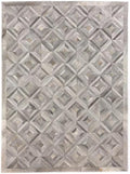 Premium Diamond Patterned Leather Area Rug - 2.5X8 ft - Silver- Luxury Non Slip Floor Accent for Dining Room, Living Room, Entryway, Elegant Collection Indoor Carpet