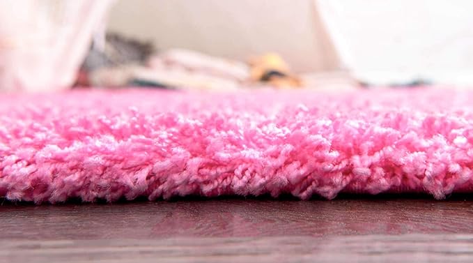 Unique Loom Solid Shag Collection Area Rug (2' x 6' 5" Runner, Taffy Pink)