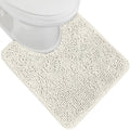 GORILLA GRIP Plush Absorbent Shaggy Chenille Bath Rug Mat for Oval Toilet Base with Rubber Backing, Machine Washable Rugs, Soft Microfiber Contour Mats for Toilets, Bathroom Decor, Ivory