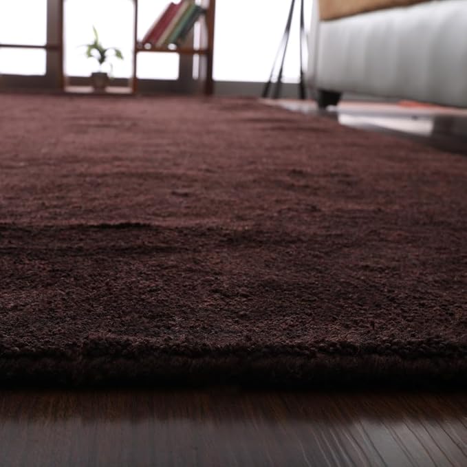 Rugsotic Carpets Hand Knotted Gabbeh Wool 3'x5' Area Rug Solid Brown L00111