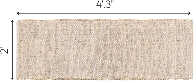 Savi Home Jute Cotton Hand Woven Area Runner Rug 2'x4.3', Natural Fibers, Rustic Farmhouse Style Rug, Vintage Bohemian Decor Rug for Bedroom, Dinning Room, Hallway, Office