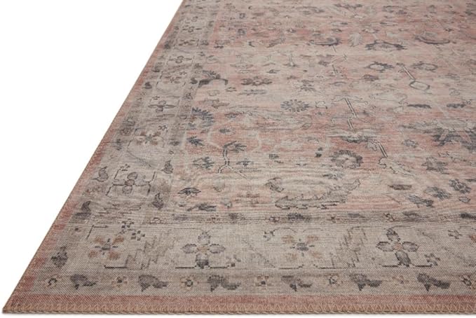 Loloi Hathaway Collection HTH-06 Blush/Multi 9'-0" x 12'-0", .25" Thick Area Rug, Soft, Durable, Printed, Modern, Low Pile, Non-Shedding, Easy Clean, Living Room Rug
