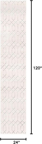 Unique Loom Marilyn Monroe Glam Collection Area Rug - Trellis (2' x 10' Runner, White Silver/ Silver)