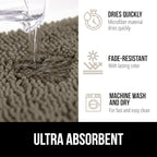 GORILLA GRIP Bath Rug Mat 44x26, Thick Soft Absorbent Chenille, Quick Dry Microfiber Mats, Rubber Backing Washable Shower Floor Rugs, Bathmat Runner, US Designed Bathroom Home Decor Accessories Latte