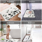 Cosmos Flowers Bathroom Mat Rugs Black and White Pattern Microfiber Faux Cashmere Thick Plush Bath Mat Non-Slip Water Absorbent Bath Carpet for Bathtub Bathroom Floor Tub 16X24 Inch