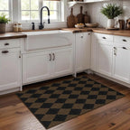 Easy Jute Checkered Entryway Rug, 2x3 Coffee Modern Indoor Outdoor Doormat, Washable Non-Slip Neutral Small Kitchen Rug Farmhouse Diamond Throw Rugs for Entrance Bedroom Bathroom