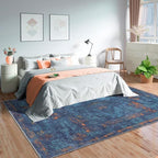 GLN Rugs Contemporary Collection - Machine Washable Area Rug, Contemporary Washable, Non Slip, Low Pile Chenille Rug, Living Room, Bedroom, Kitchen Rug (5' x 7' Midnight/Multi)