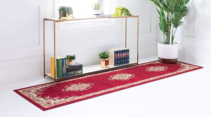 Unique Loom Reza Collection Traditional Persian Style Area Rug, 2 ft 2 in x 8 ft 2 in, Burgundy/Ivory