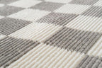 Revival Rugs Gambit 7'10"x10' Checkered Rug Washable Area Rug for Living Room Bedroom - 100% Recycled Oeko-TEX Certified, Medium Pile, Gray, Beige