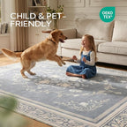 SOULFUL Medium Pile 2x3 Entryway Rug - Cozy Soft Underfoot Small Area Rug - Greige Boho Floral - Washable Non-Slip - Perfect for Hallway Kitchen Bedroom Bathroom Indoor Entrance