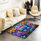 Colorful Butterfly 3x5 Area Rug Rainbow Flowers Rugs for Living Room | Rustic Butterflies Washable Rug, Watercolor Beetles Aesthetic Animal Carpet Indoor Floor Mat