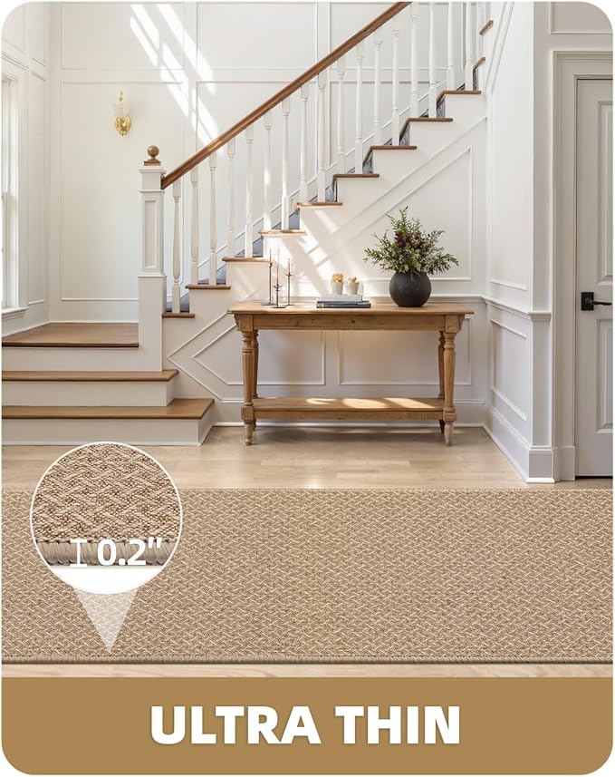 Color&Geometry Door Mat 3'x10' Runner Rug with Rubber Backing, Non Slip Washable Hallway Runner Kitchen Runner Rug, Carpet Runners for Hallway Living Room Bedroom, Beige (Rolled-up NO Creases)