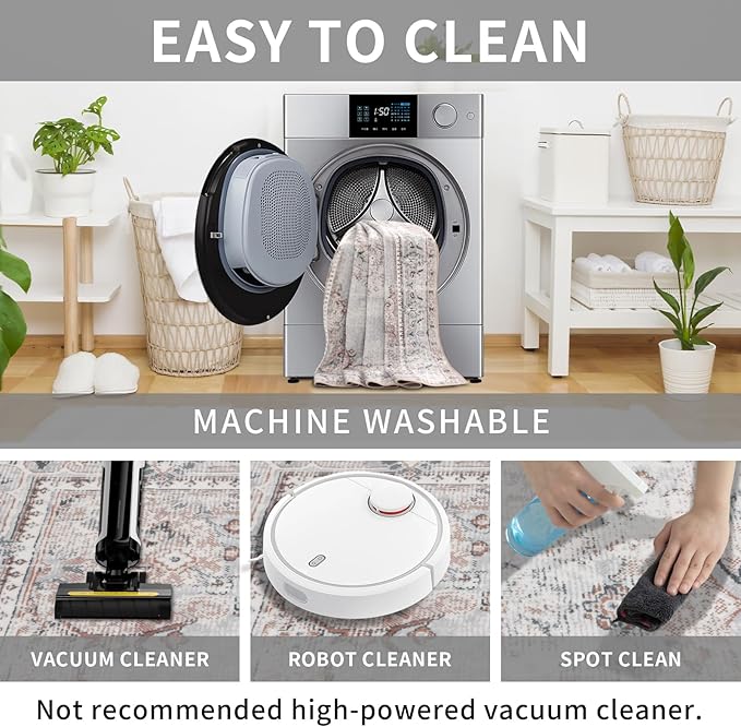 Easy-Going Area Rug 5x7 Washable Boho Rugs for Living Room Non-Slip Bedroom Rug Low Pile Lightweight Vintage Distressed Throw Rug for Dining Room Kitchen Home Office Carpet, Grey Brick